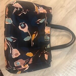 kate spade Dawn Paper Rose Navy Floral Medium Tote with Pink and Mustard Accents